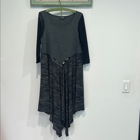 Vintage LEE ANDERSEN BLACK/GRAY LAGENLOOK ART TO WEAR DRESS Women’s size medium - Picture 1 of 9